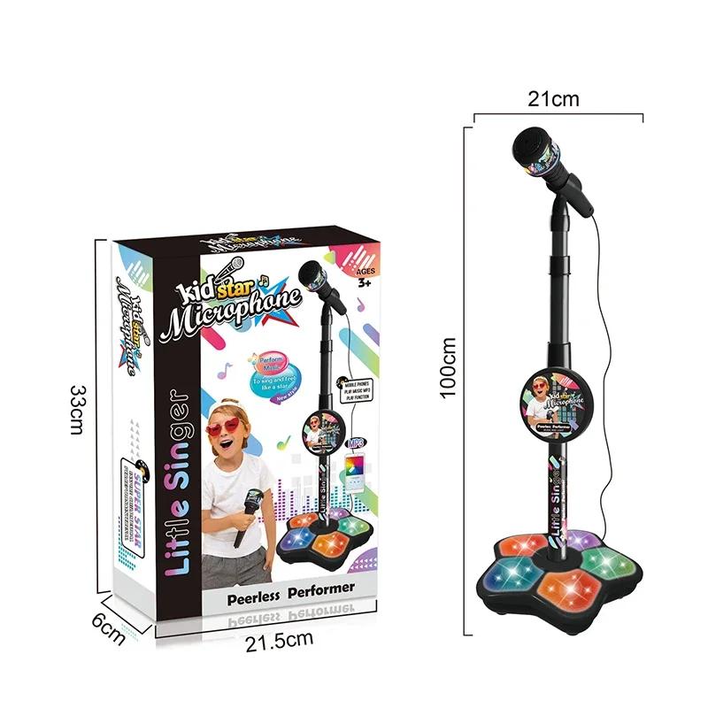Kinder Rock'n'Roll Mikrofon mit Ständer Karaoke Lied Musikinstrument Spielzeug Gehirntraining Pädagogisches Spielzeug Geburtstagsgeschenk Mädchen Junge