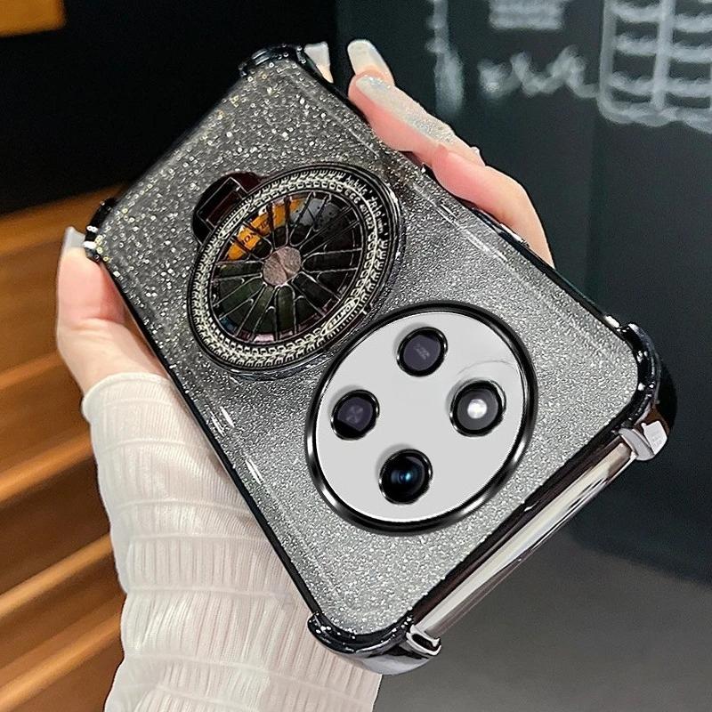 Etui Magic7lite Gradientowe Platerowanie Obrotowy Uchwyt Żyroskopowy Dla Huawei Honor Magic 7 6 5 Magic7 Lite X9c Wstrząsoodporne Silikonowe Etui ze Stojakiem