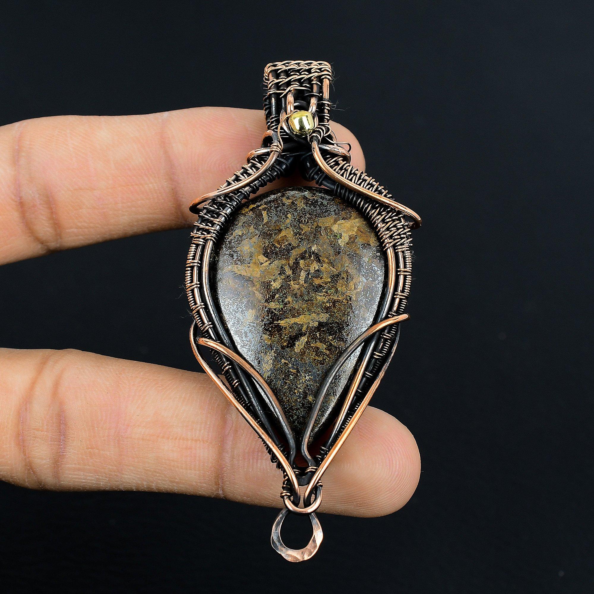 

Bronzite Pendant, 999 Copper Wire Wrapped Jewelry, Gemstone Jewelry Pendant, Handmade Wedding Gift Jewelry 2.55 Inches