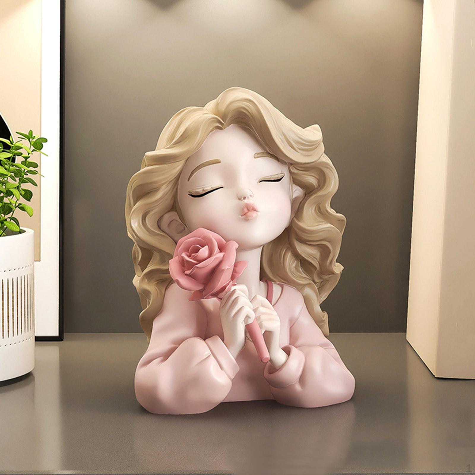 

Collectible Statuette of A Young Girl, Woman Sculpture, Decorative Resin Ornament, Ideal for Living рожевий