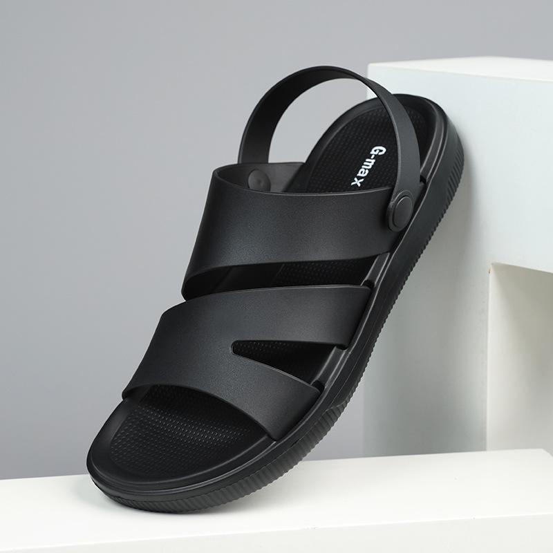 

Мужские сандалии, цветная подошва, сандалии для вождения, дышащие, дезодорирующие, прохладные шлепанцы, пляжные, из мягкой резины, модные мужские сандалии 45 чёрный