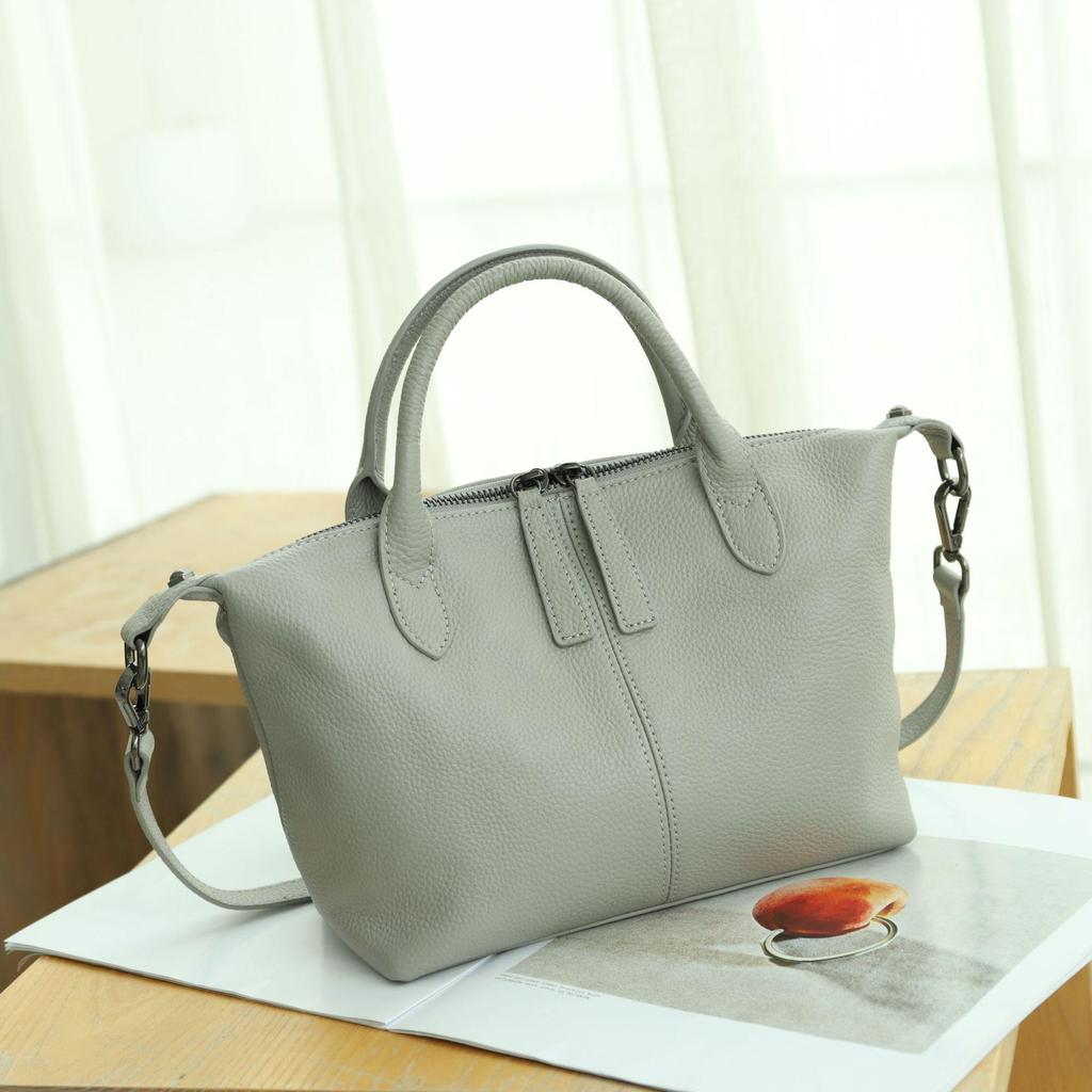 Elegant Genuine Leather Women's Dumpling Bag – Small, Lightweight, Cowhide Tote & Crossbody Design