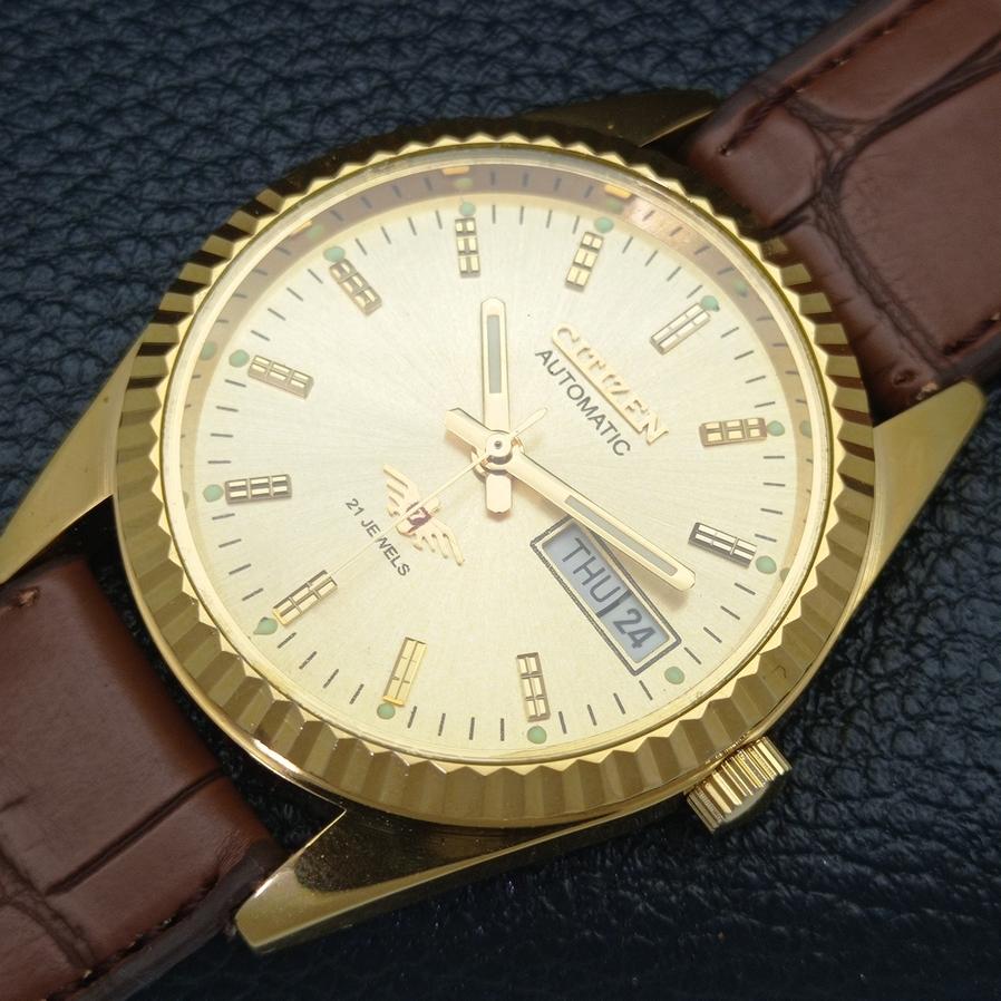 ELEGANT OLD CITIZEN JAPAN MENS AUTOMATIC REFURBISHED GOLDEN DIAL WATCH a426142-2 RL-a426142
