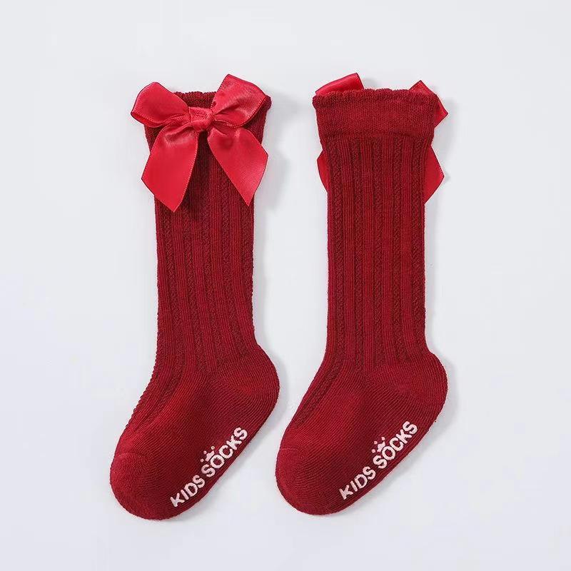 Baby Girl Mid-Calf Bowknot Socks - Red Infant Spring/Autumn Collection