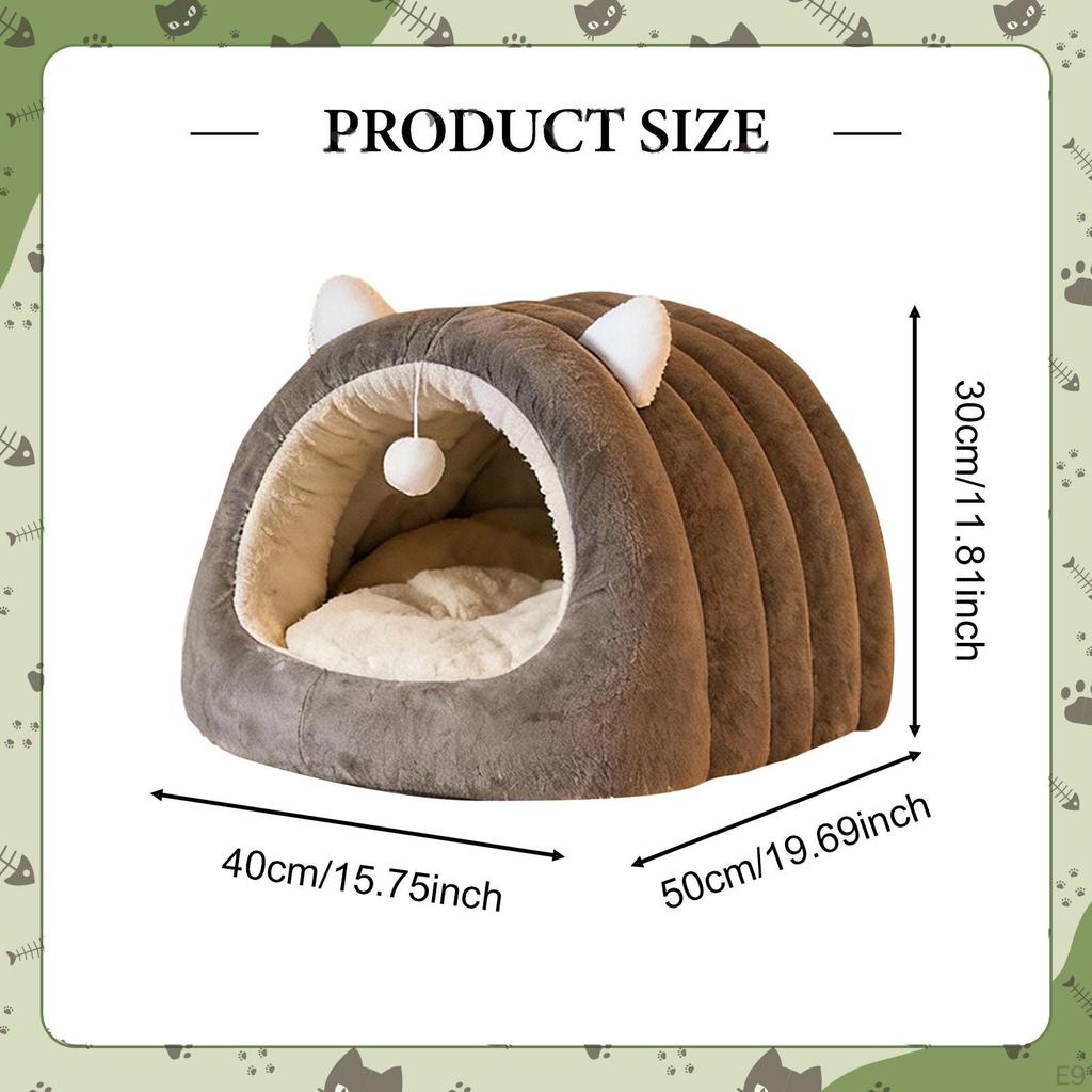 Cat Bed Enclosed Hideaway Portable Shaped Winter Warm with Removable Washable Cushion Cozy Puppy