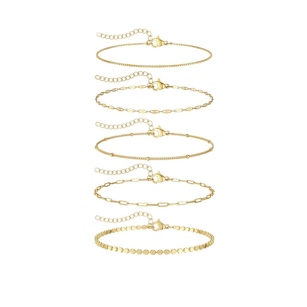 European and American Xiyin Personality Set Bracelet Female Simple ins Style Multi-layer Stacked Bracelet