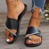 European and American Foreign Trade Large Size Flat-bottomed Slippers 2024 Autumn New Round Head Light Cover Toes Casual Wear Cool Slippers Women