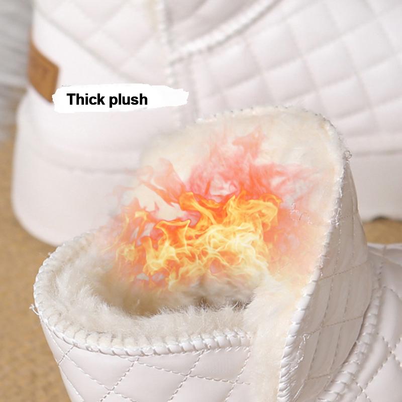 Fashion Thicken Warm Plush Snow Boots Women Thick Sole Patent Leather Waterproof Winter Boots Woman Non Slip White Platform Ankle Botas