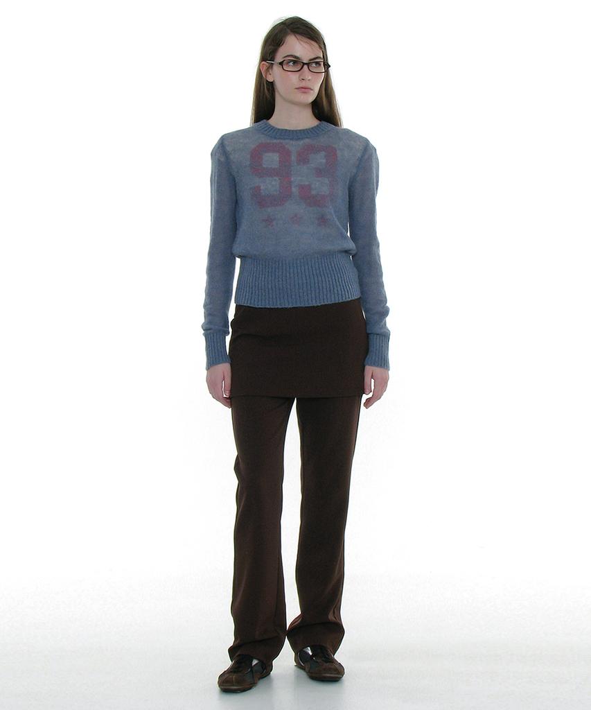 PARTIMENTO WOMEN Sheer Wide Rib Knit Crewneck_Dusty Blue