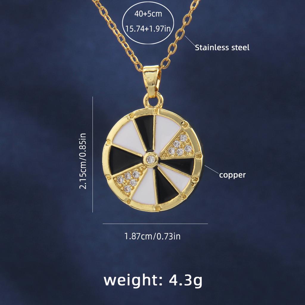Gorgeous Oil Dropping Wheel Collar Chain for Women's Minimalist and Unique Zircon Colorful Geometric Round Necklace
