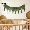Textured Wall Decor Boho Garland Hanging with Wooden Beads, Hand Woven Cotton Tassel Banner, Knotted Tapestry Nordic Window Tapestry, Bohemian