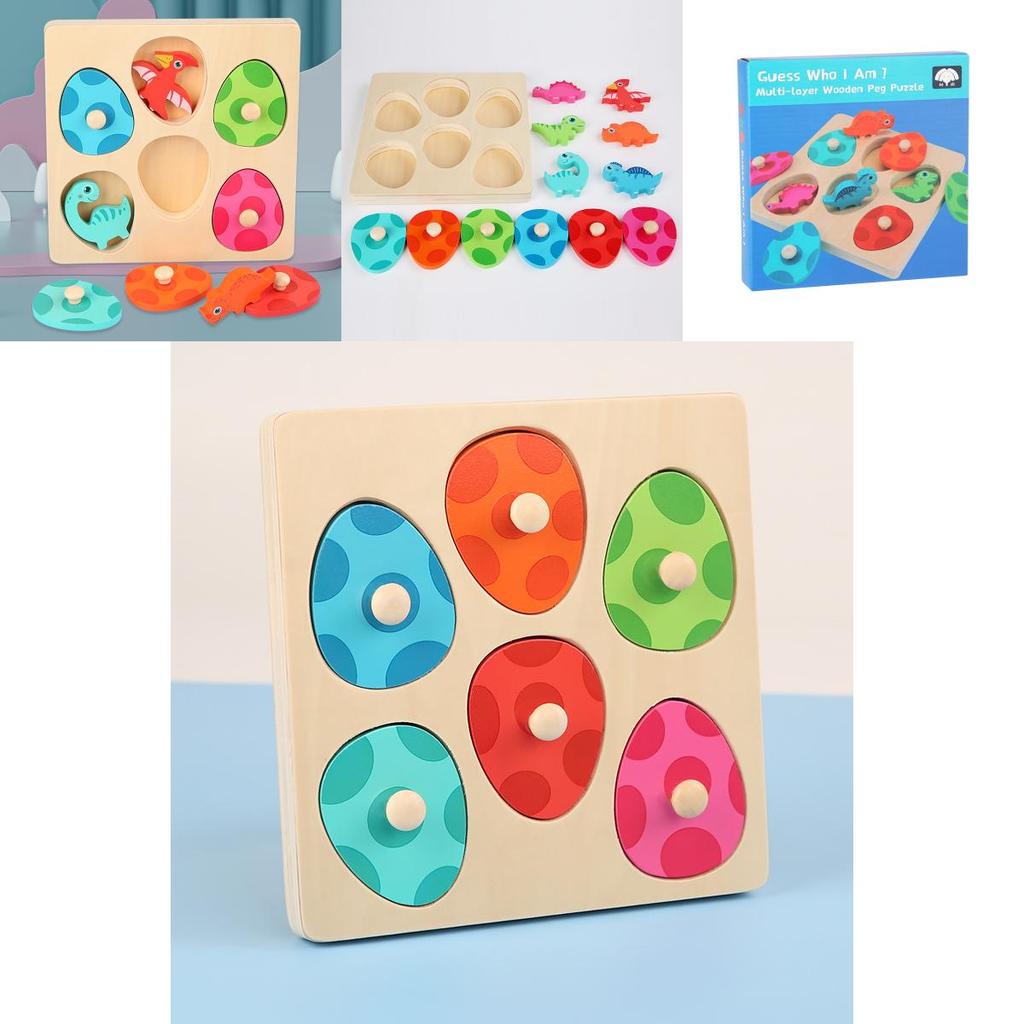 Wooden Dinosaur Egg Puzzle With Multilayer Design For Early Education And Cognitive Development