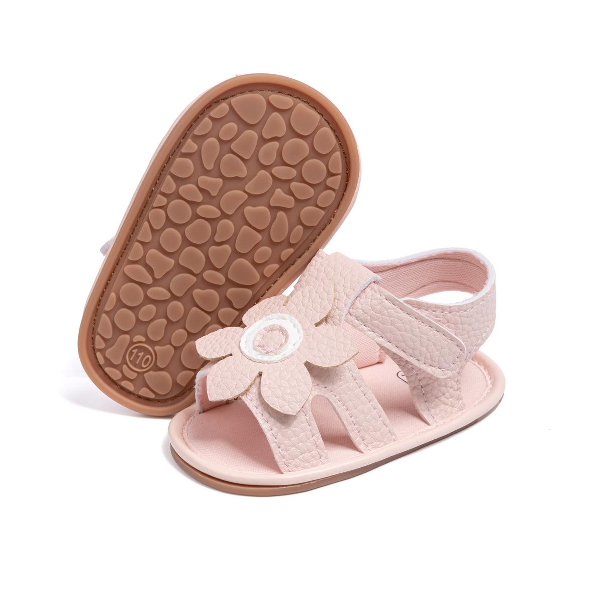 Summer Infant Girls Flower Sandals: Breathable, Anti-Slip Soft Rubber Sole First Walking Shoes 11cm (0-6 Months)/66.7g