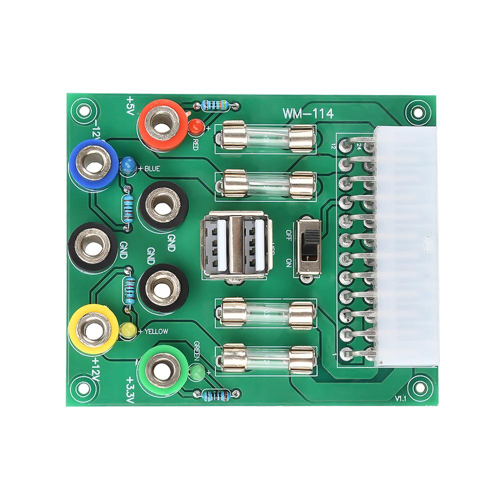 ATX 20Pin/24Pin Power Adapter Module 4-color LED Display Desktop Computer Power Transfer Circuit Board with 4.0mm Banana Socket