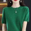 Knitted Shirt Hollowed Out T-shirt Spring New Round Neck Short Sleeved Loose Top