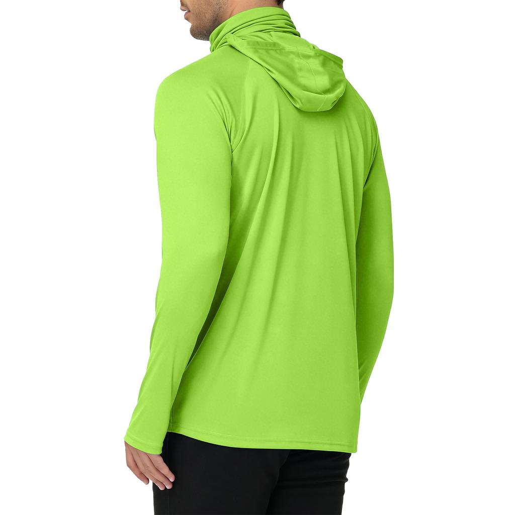 Men's Casual Outdoor Hooded Long Sleeve Sun Protection Shirt Lightweight Breathable Quick Dry UV Resistant Top for Sports Hiking