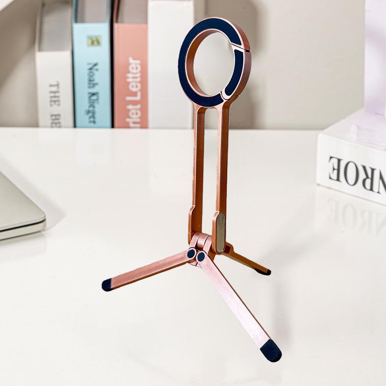Foldable Magnetic Phone Holder & Tripod with Aluminum Carabiner for Live Streaming & Travel