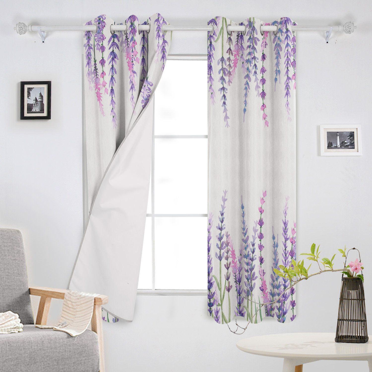 Растение Фиолетовый Лаванда Акварельная Живопись Оконные Шторы Спальня Кухня Декор Шторы — фото 3