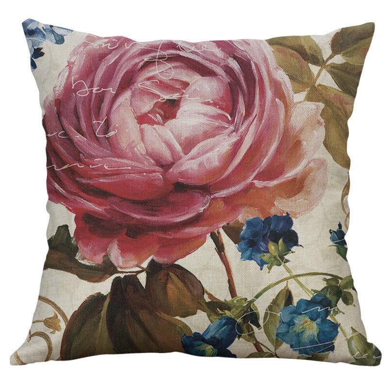 Premium Retro Flower Linen Pillow Case For Stylish Sofa Home Decor 18 Inches