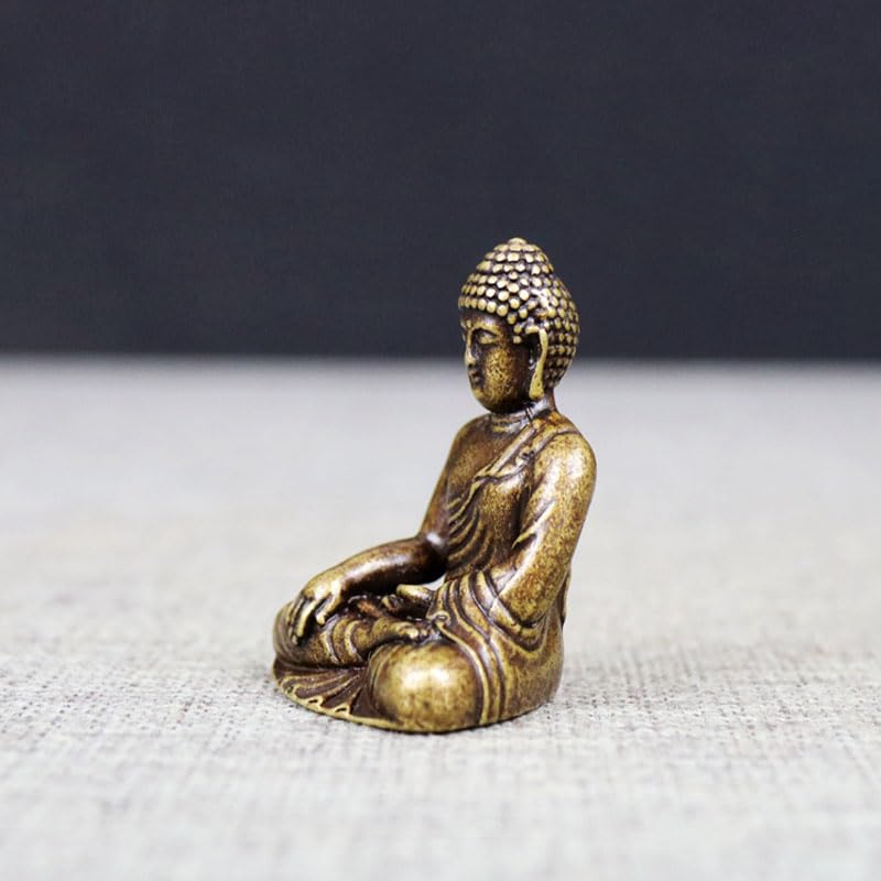Miniature Amitabha Buddha Statue (for Those Born In the Year of the Dog or Pig) Made of Brass (4.9cm High X 3.4cm Wide) - Protective Buddha for the