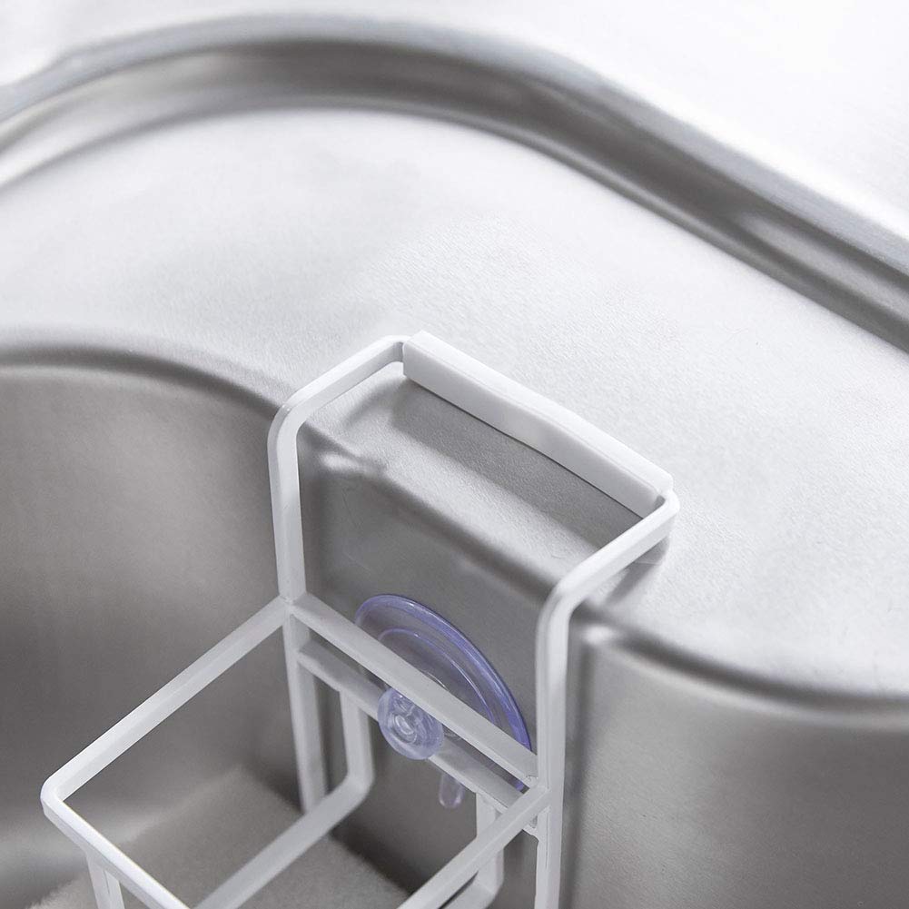 Yamazaki Suction Cup Sponge Bottle x D10 x Tower Sponge Holder with 4774 & Holder, White, Approx. W6.5 H15cm, Non-Slip Ricon,