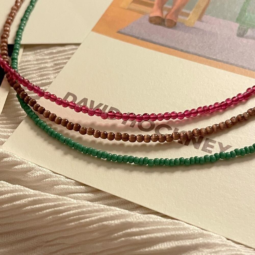 [Osjarak] Women's Mini Bead Surgical Vintage Layered Necklace