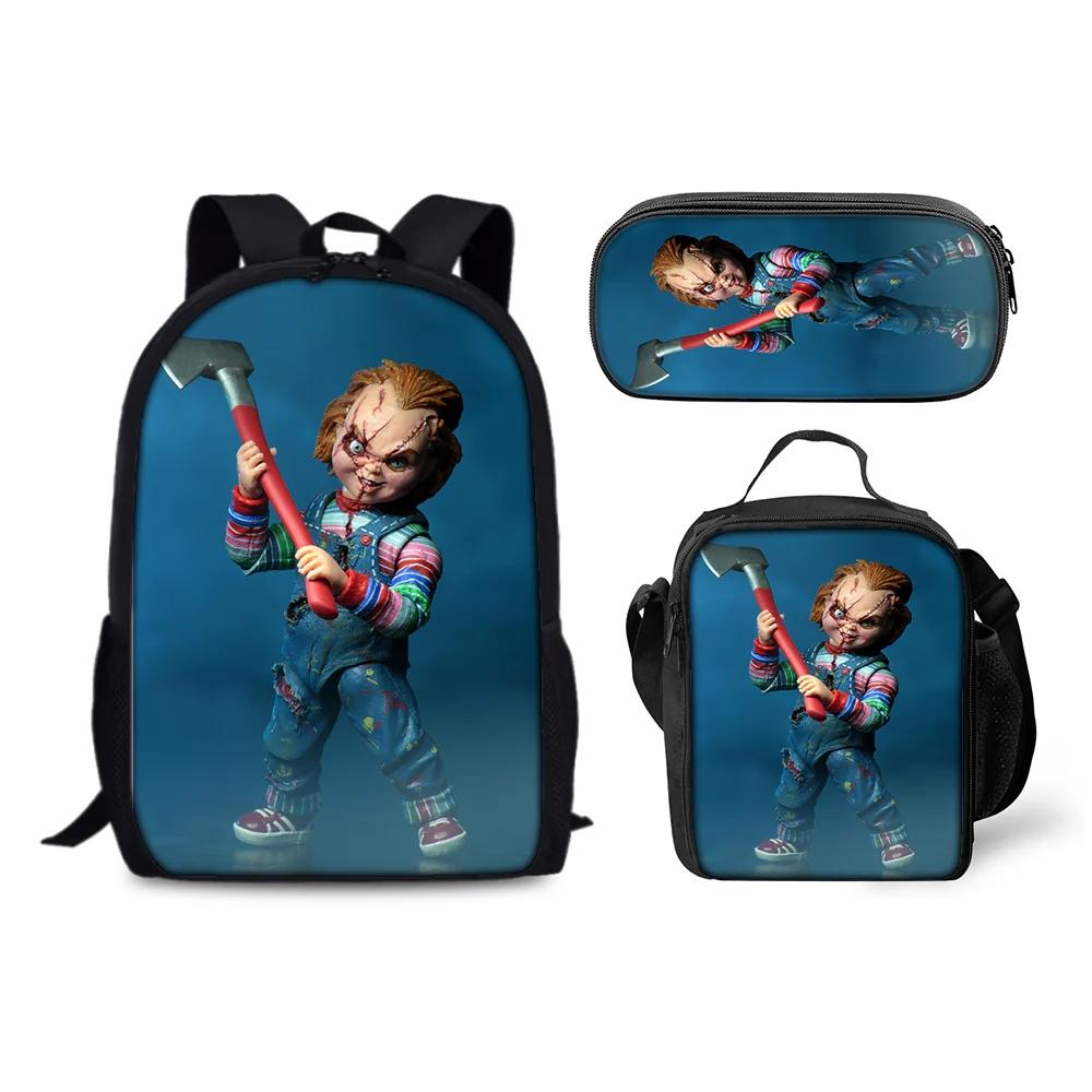 Horror Chucky Schultasche Rucksack Brottasche Federmäppchen Set Geschenk für Kinder Schüler