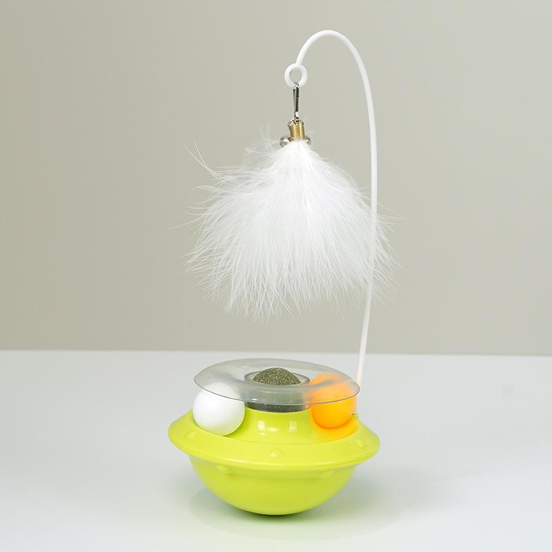 New Cat Toy Tumbler Cat Teaser Stick Feathers Self-hi To Relieve Boredom Catnip Ball Kitten Grinding Teeth To Tease Cat Supplies