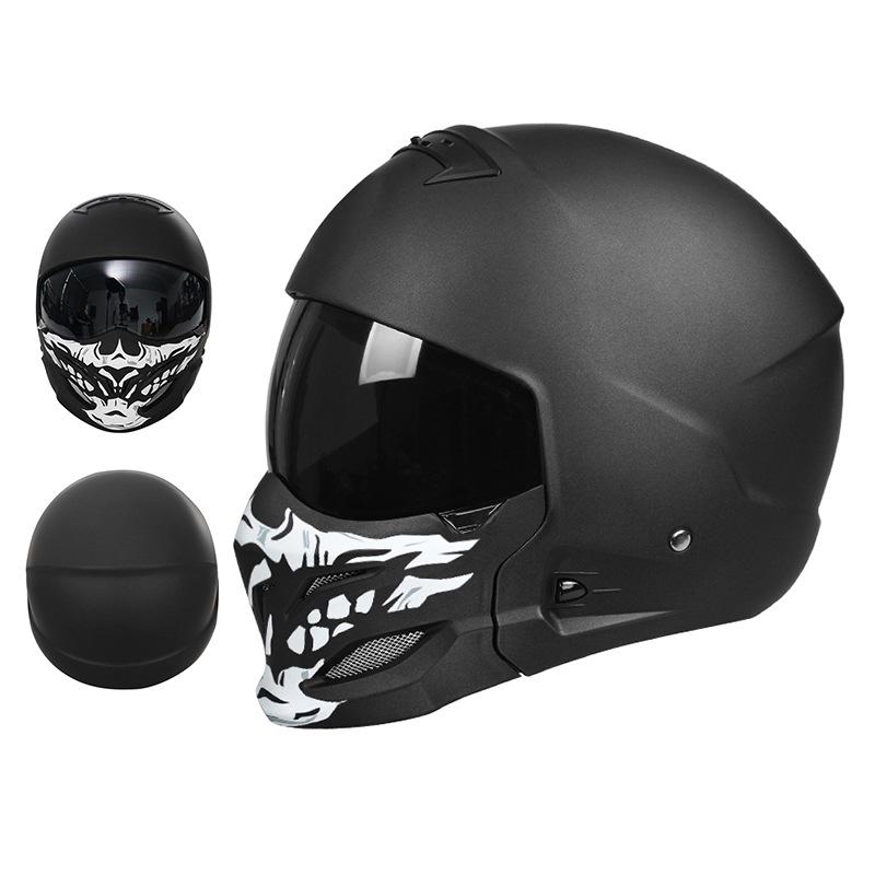 3C Certified Full Face Retro Motorcycle Helmet for All Seasons - Men's and Women's Scorpion Combination Half Helmet