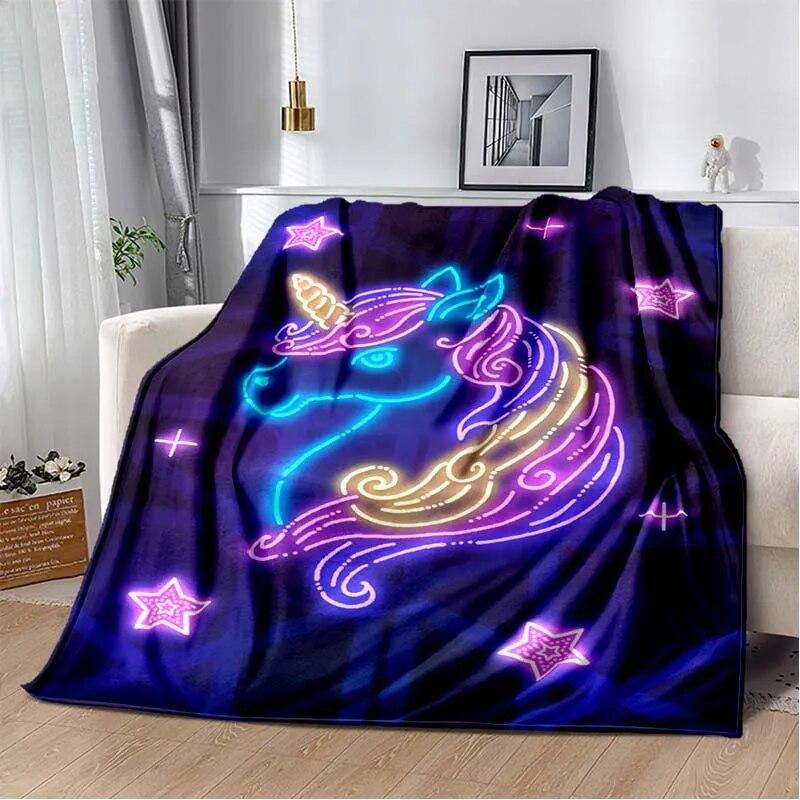 Cute Pink Unicorn Throws Blanket Sofa Blanket  Bedroom Living Room Decoration Blanket for Bed Picnic Blanket Throw Blanket