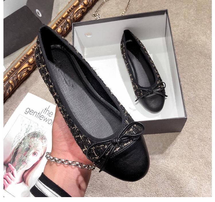 Fashion Mixed Colors Pig Toe Flats Women Round Toe Bowtie Ballets Shoes Ladies Dress Loafers Brand Plaid Ballerina Moccasins Cloth Shoes