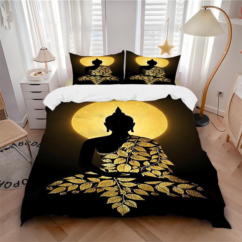 

3pc Buddha Moon Cover Set - 1 Quilt Cover + 2 Pillowcases, All Seasons Bedroom Setting, Perfect for Home003 135x200cm