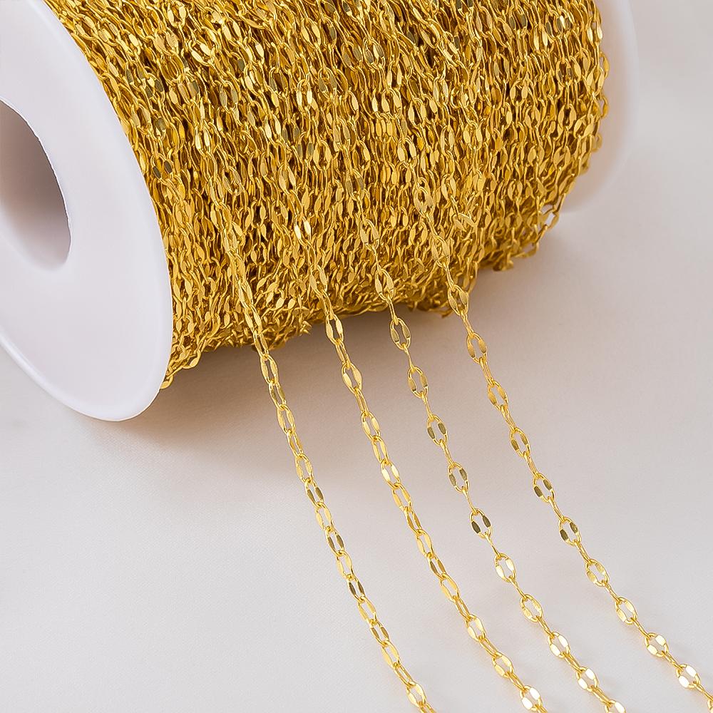 1Meter Copper Basic Chain Gold Plated Cable Curb Link Chains for Necklace Bracelet Handmade Jewelry Making DIY Supply Wholesale