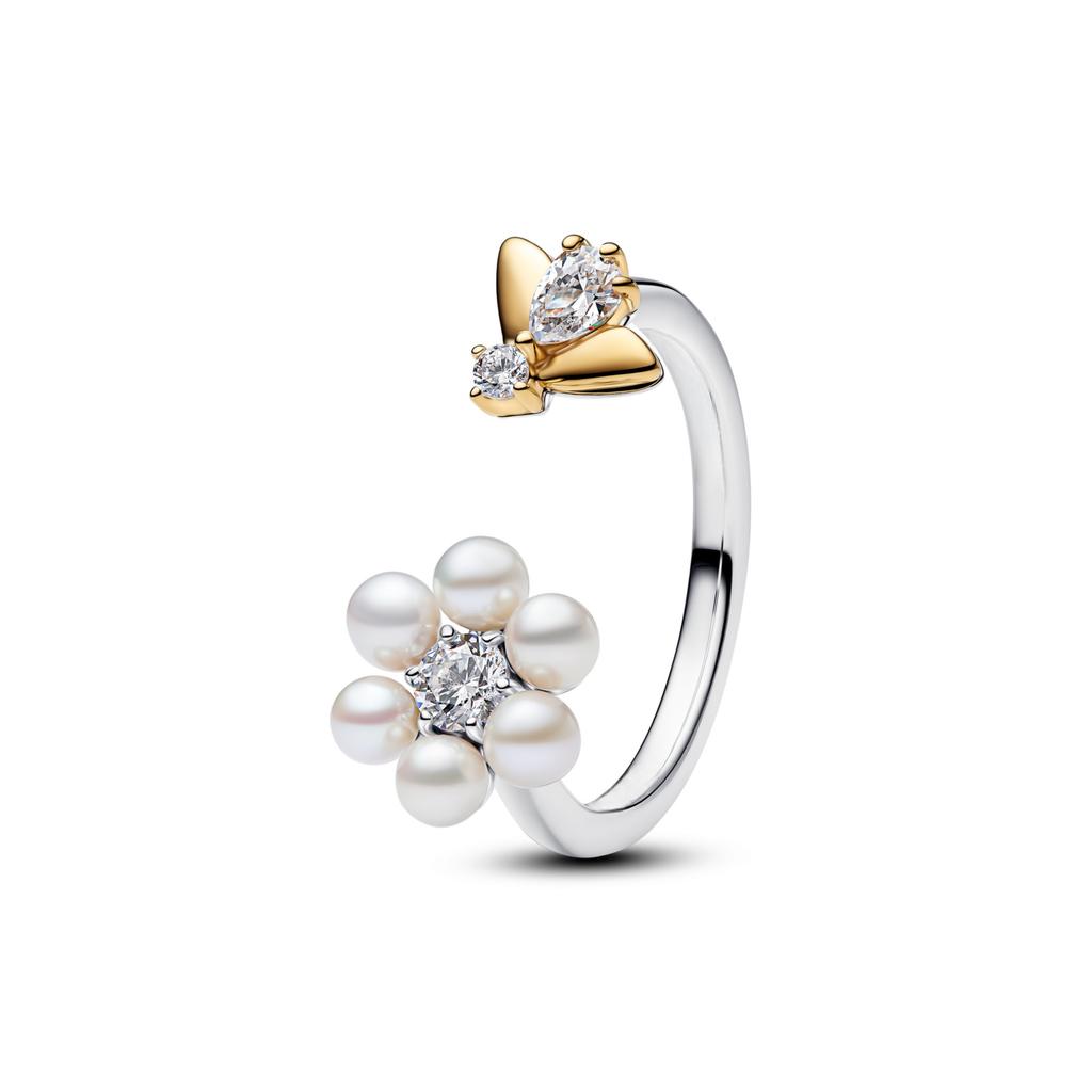 Luxury 925 Silver Heart-shaped Bow Flower Ring Fit Women's High-end Jewelry Parties Valentine's Day Gifts