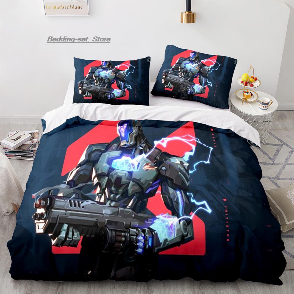 Gaming Valorant Bedding Set Single Twin Full Queen King Size Bed Set Aldult Kid Bedroom Duvetcover Sets 3D Print Anime 037
