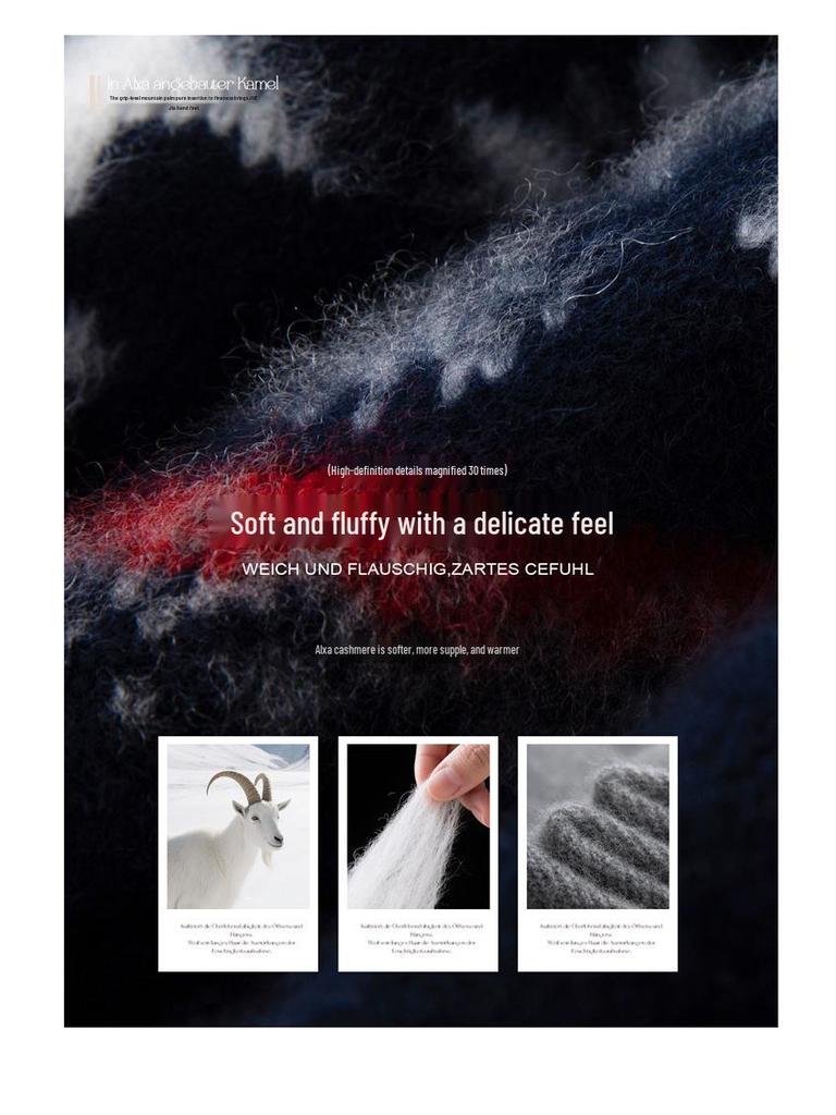 Women's Cashmere Snowflake Drop-Shoulder Sweater - Warm, Super Thick Crew Neck for Autumn/Winter