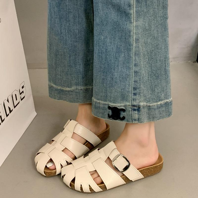 Retro Pig Cage Thick-bottomed Sandals Female Summer New Outer Wear Hollow Lazy Bag Head Half Slippers