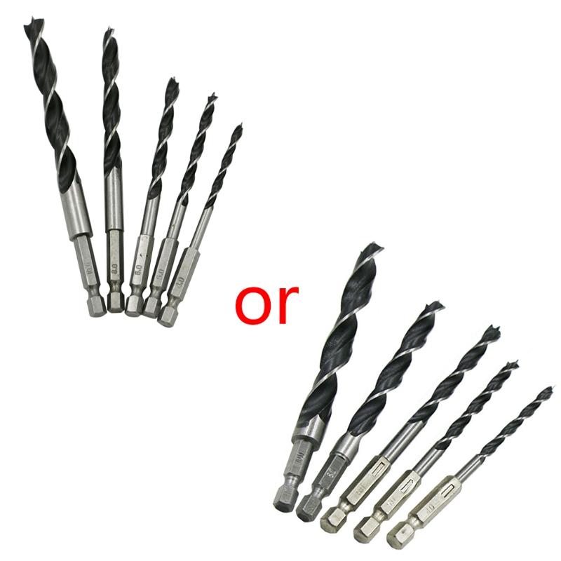 Buy 5pcs Drill Bit Set 1/4 Hex Shank High Carbon Steel Woodworking
