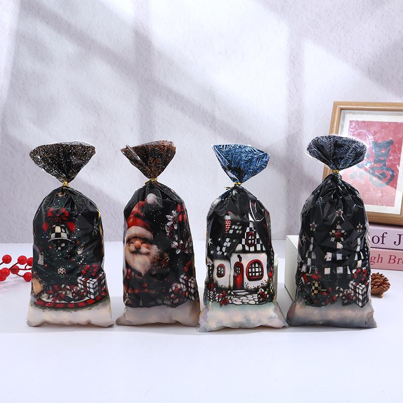 50/100Pcs Christmas Gift Bags Christmas Decorations For Home 2025 Xmas Gifts New Year 2026 Santa Claus Snowman Packaging Bags