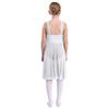 Girls Sleeveless Mesh Straps Color Contrast Leotard Dress for Lyrical Contemporary Dance Performance
