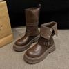 Women S British Style Martin Boots Thick Sole Short Boots Black Brown Autumn
