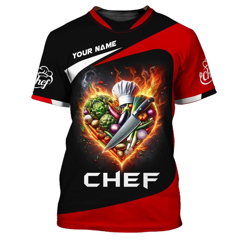 Cook Work T-shirt Personality 3d Printed Customized Name O-neck T Shirts Chef Harajuku Fashion Breathable Tee Top 2026New
