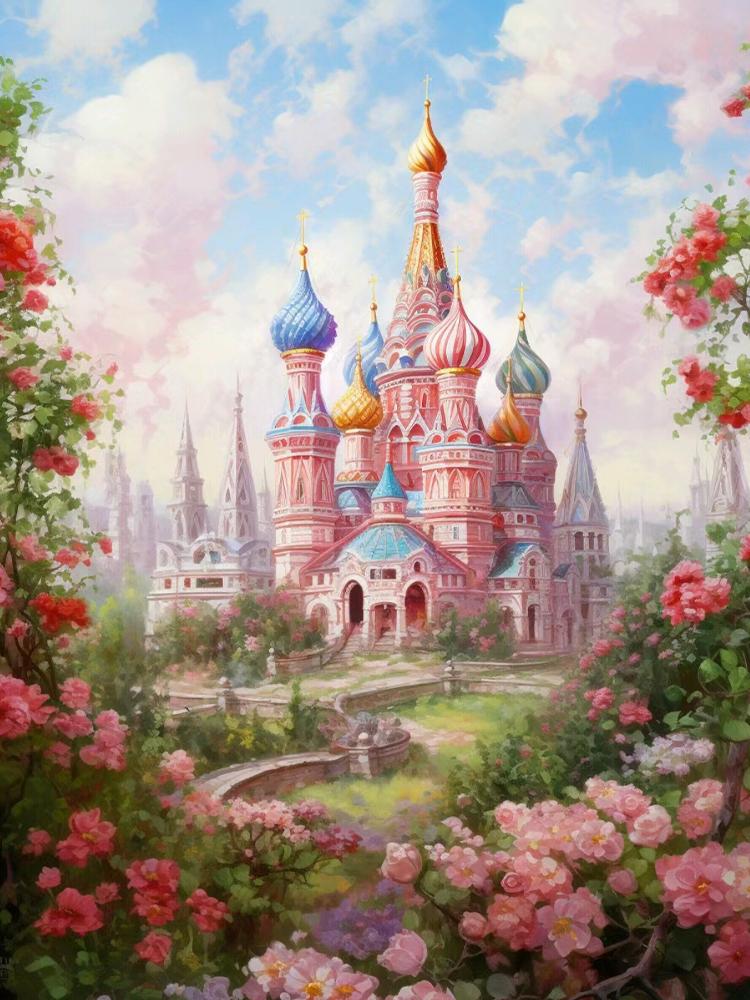 Diamond Painting Castle Russia 5DDIY Diamond Flower Picture Embroidery Landscape Church Mosaic  Kit Handmade Hobbies Decoration