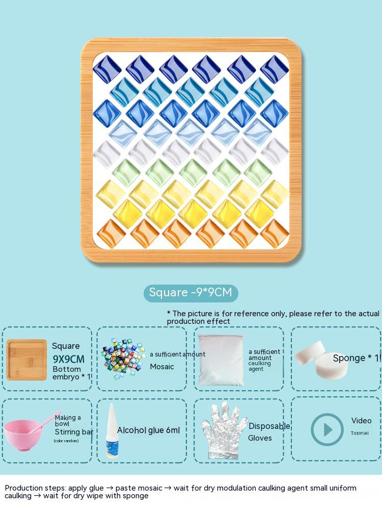 Bamboo Mosaic DIY Coasters Handmade Creative Material for Cup Tableware Mat Tray Placemat Mosaic Crystal Craft Tool Kit Kid Gift