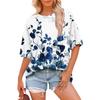 Women's Fashion Casual Floral Printed Loose Round Neck Short Sleeve T-Shirt Top