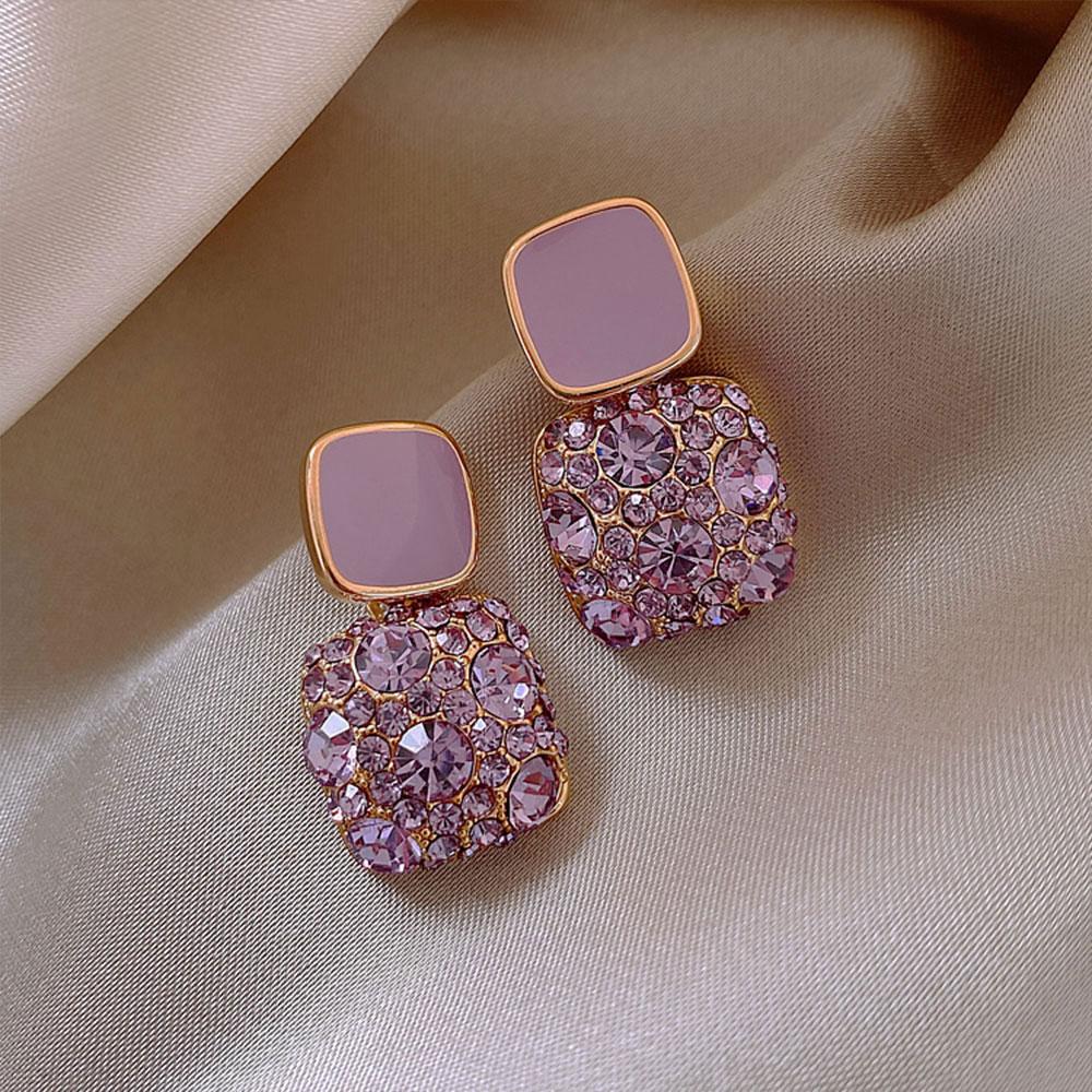 Shiny Micro-inlaid Rhinestone Earrings for Women Zircon Earrings Geometric Cross Stud Earring Daily Life Earwear  Gift