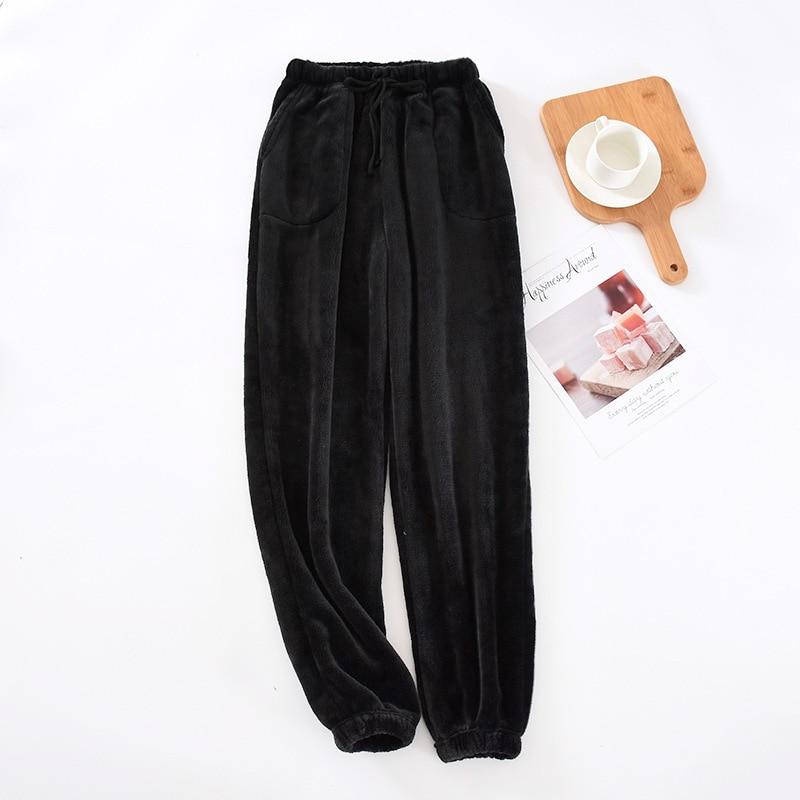 New Men's Home Pants Thick Flannel Warm Pants Autumn and Winter Large Size Coral Fleece Trousers Pajama Pants