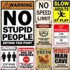 Vintage Warning Metal Signs No Stupid People Beyoud This Point Wall Decor for Home Bars Garage Cafe Club Man Cave Pubs Retro