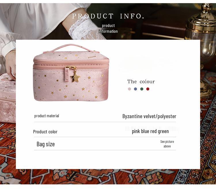 2025 Women's Large Capacity Velvet Cosmetic Bag - Portable, Stylish, Luxurious