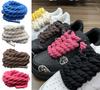 Kräftige Baumwoll-Leinen-Twist-Webart Schnürsenkel Holzfarbe Seilschnürsenkel Herren Damen Trend Persönlichkeit Sport Freizeit Schuhbänder Dropshipping